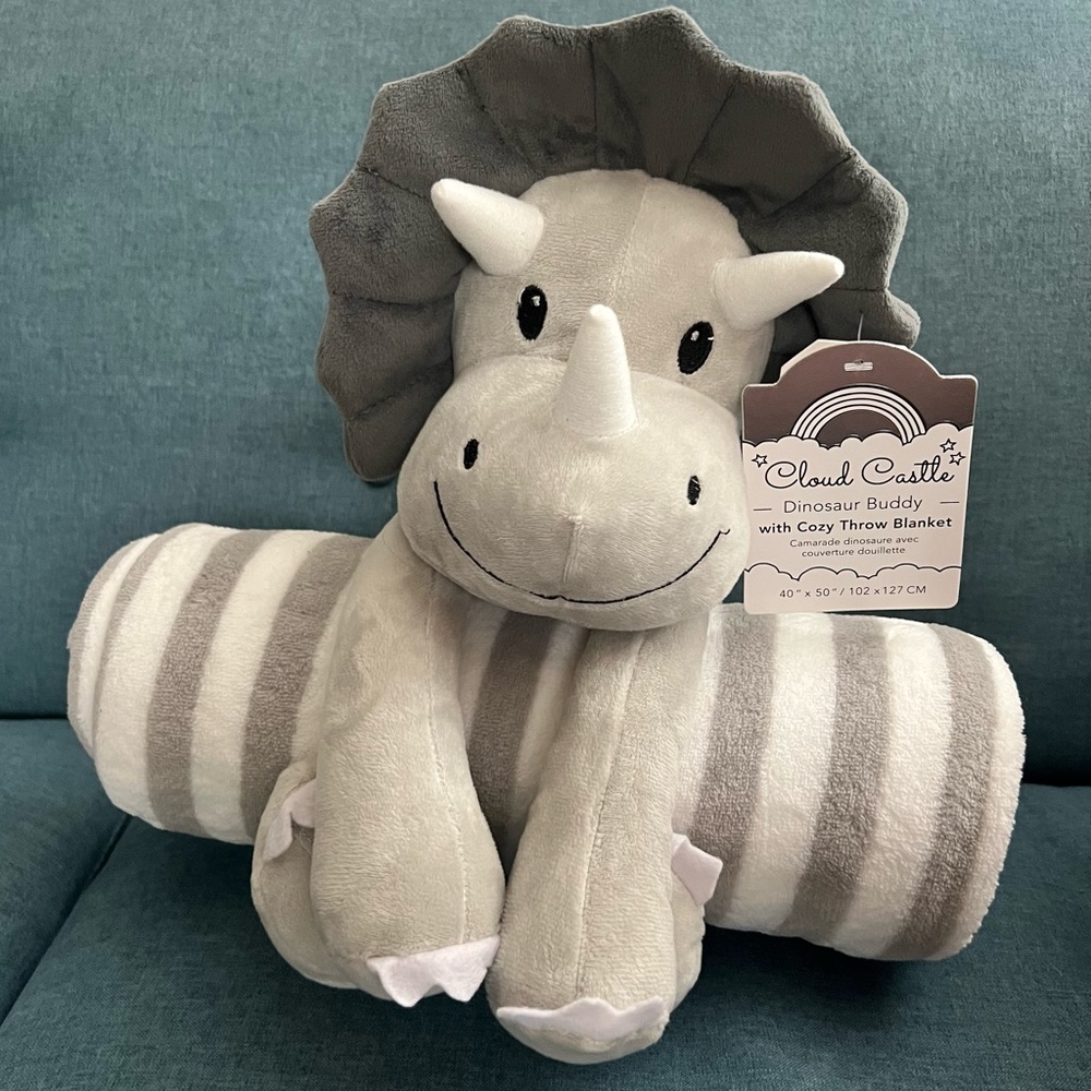 Cloud Castle Dinosaur Buddy with Cozy Throw Blanket